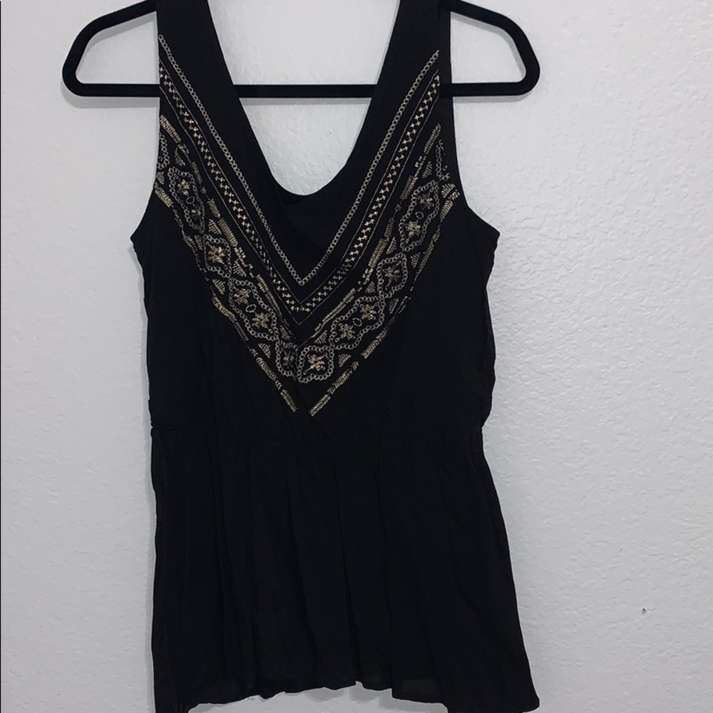 Black blouse with embroidery in front